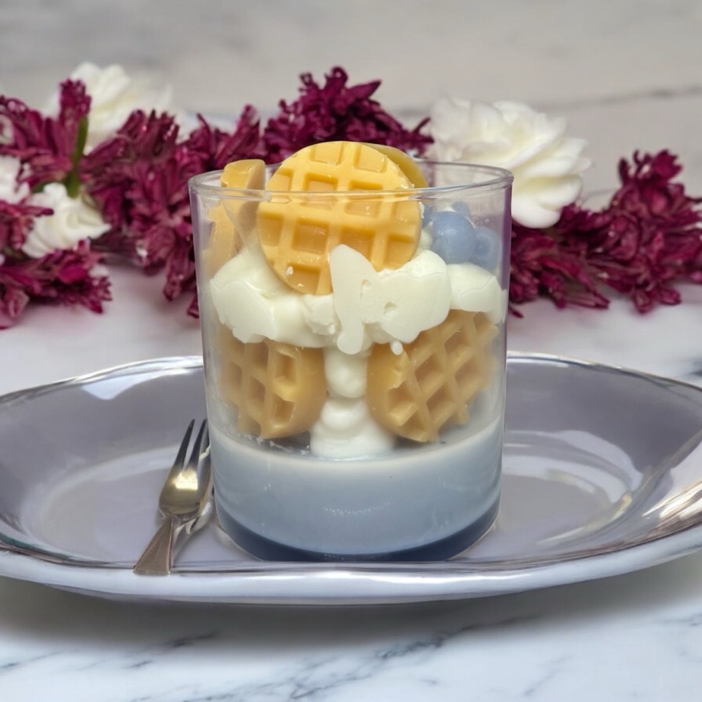Waffle Scented Candle with Blueberry Accents blueberry cheesecake 16 oz